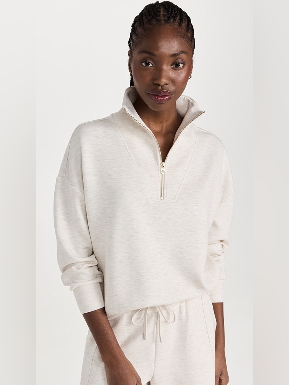 Varley Cream Half-Zip Pullover Sweater
